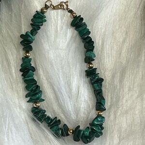 14K GF Malachite Chips Bracelet
